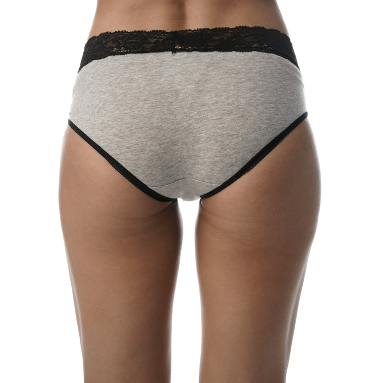 Just Intimates Ultra Soft Panties w/ Lace Trim (Large, Pack B)