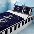 thumbnail image 2 of Erosebridal Marine Anchor Zipper Twin Comforter Sets with Fitted Sheet and 2 Pillowcases, Coastal Stripe Zipper Bedding Set, Reversible, 2 of 7