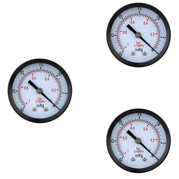 3X Pressure Gauge 0 30InHg 0 1 Bar Mini Dial Air Vacuum