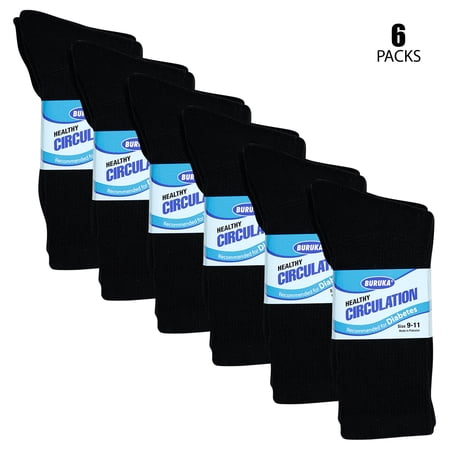Unisex Diabetic Crew Circulatory Non-Elastic Cotton Socks for Mens & Womens (6 Pairs Black  9-11) price history on PriceWatchPro