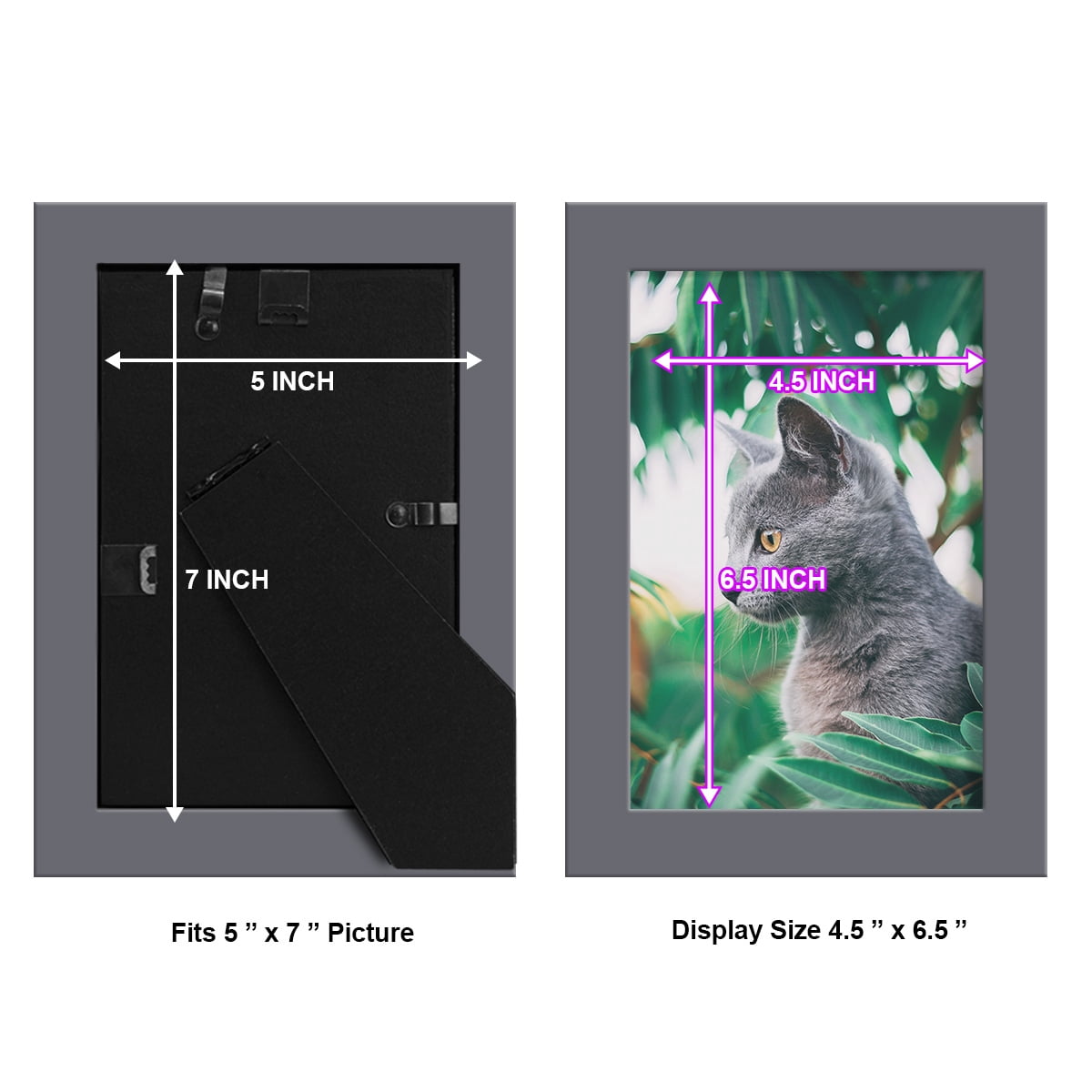 Modern 5 in. x 7 in. Grey Picture Frame (Set of 4)