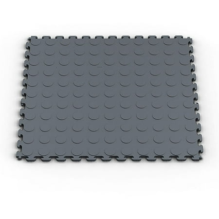 Norsk NSMPRC6DG Raised Coin Pattern PVC Floor Tiles, 13.95-Square Feet, Dove Gray, 6-Pack