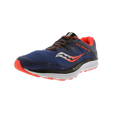 Saucony Men's Guide Iso Blue / Grey Vizi Red Ankle-High Fabric Running Shoe - (Best Saucony Running Shoes For Marathon)