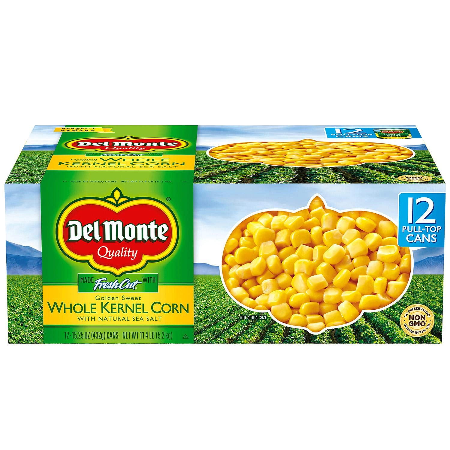 Del Monte Whole Kernel Corn Made With Fresh Cut With Natural Sea Salt 12/15.25 Oz Net Wt 183 Oz