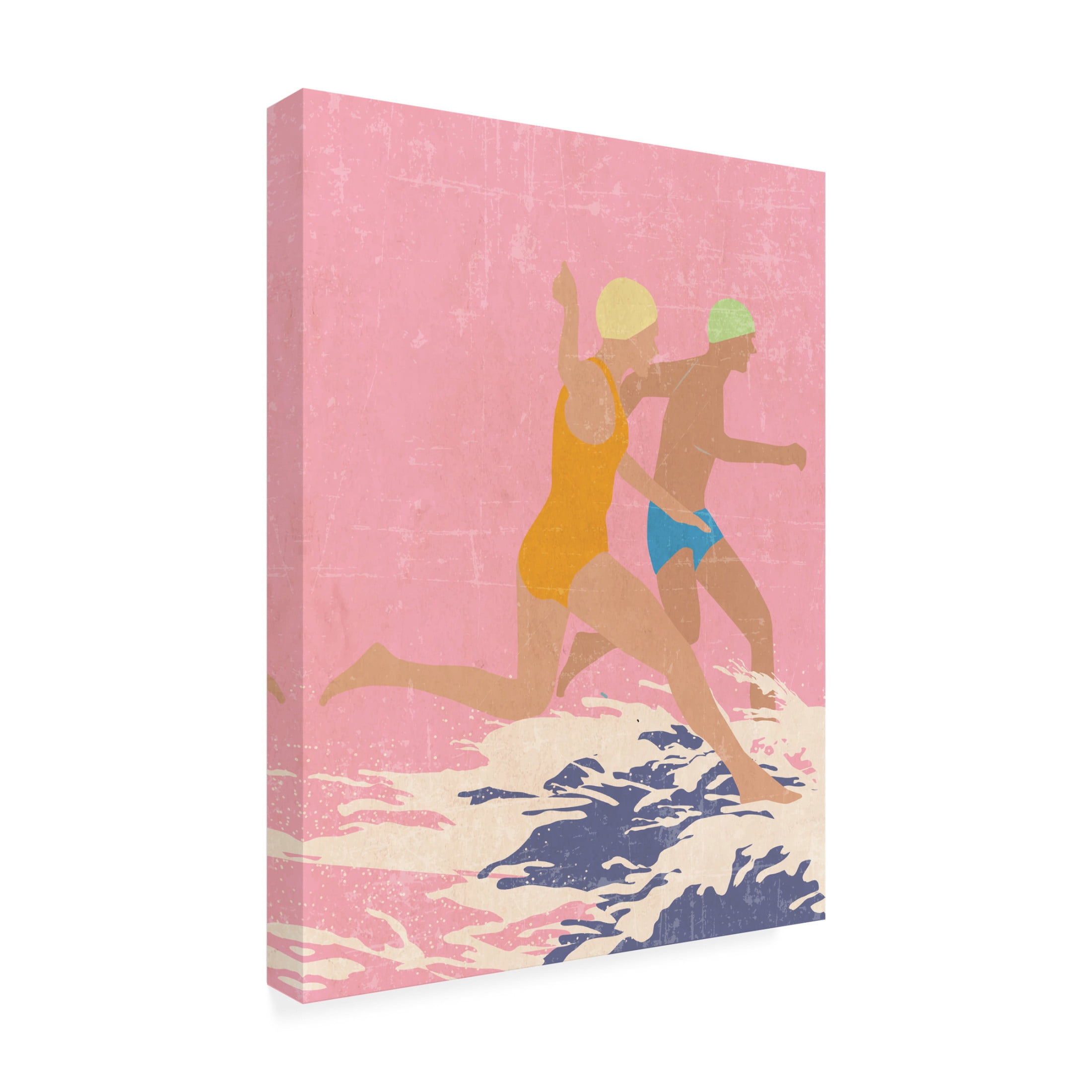 Trademark Fine Art Jon Downer  Running Swimmers pink Canvas Wall Art