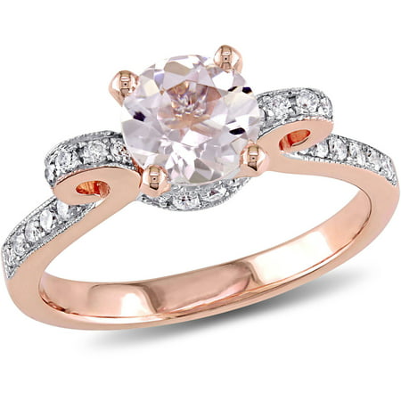 Tangelo 4/5 Carat T.G.W. Morganite and 1/4 Carat T.W. Diamond 14kt Rose Gold Engagement Ring