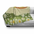 thumbnail image 3 of Nature Soft Flannel Fleece Throw Blanket, Daisy Flower Field with Chamomiles Hill Under Sun Idyllic Cartoon, Cozy Plush for Indoor and Outdoor Use, 50" x 60", Earth Yellow Lime Green, by Ambesonne, 3 of 6