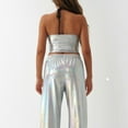 thumbnail image 3 of SNKSDGM Women's Plus Tank Top for Women Casual Cropped Tanks Pack Metallic Shiny Backless Sleeveless Women's Top Sexy Fitted Camisole for Fashionable Outings. for Nightclubs and Parties., 3 of 3
