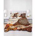 thumbnail image 2 of Quilts Queen Size Bedding Set, Happy Thanksgiving Reversible Summer Quilt 3 Pieces, Fall Harvest Pumpkin Maple Vintage Lightweight Bedspreads Coverlets with 2 Pillow Shams for All Seasons, 2 of 5