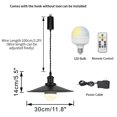 thumbnail image 3 of FSLiving Rechargeable Battery Operated Pendant Light with Sleeve&Round Hook RGB Mode Adjustable Wire Length Hanging Light Vintage Black 11.8" Dia Shade Dimmable for Courtyard Countertop - Set of 3, 3 of 6