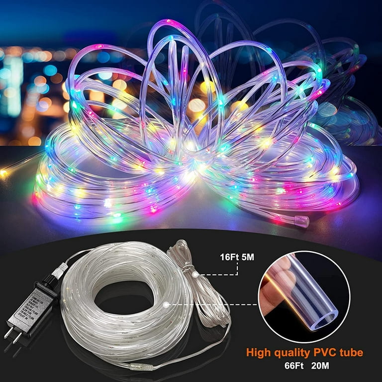 Rope Lights, LED Waterproof Rope Light, Rope Lights Outdoor Indoor, Rope  lighting for Patio, Pool, Bedroom, Living room, Landscape Lighting and  Christmas Tree Decorations, 20M-200LED 