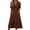 Brown, variant on Summer Dresses for Women 2026 V Neck Short Sleeve Smocked Waist Casual Flowy A Line Comfy Midi Dresses with Pockets White L