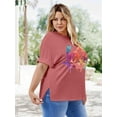 thumbnail image 4 of XCHQRTI Womens Plus Size Love Heart Tshirt Rolled Sleeve Graphic Tee Flowy Casual Blouse Top, 4 of 6