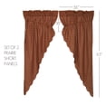 thumbnail image 2 of VHC Brands Burgundy Check Primitive 63"x36"x18" Prairie Panel Pair Red Rod Pocket Cotton Drawstring Ties Window Curtains, 2 of 5
