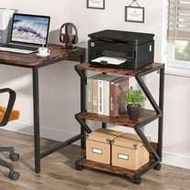 Tribesigns Printer Stand, 3-Tier Rolling Printer Cart Under Desk Storage, Industrial Machine Cart Storage Shelf on Wheels for Home Office