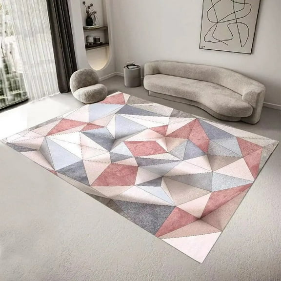 3D Geometric Carpet for Living Room Modern Style Large Room Rug Decor Bedroom Non-slip Hallway Floor Mat Washable