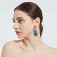 thumbnail image 3 of Vintage Peacock Dangle Earrings for Women 14K Gold Plated Green Crystal Feather Peafowl Statement Drop Dangling Stud Earring Boho Exaggerated Birthday Holiday Jewelry Gifts, 3 of 6