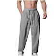 thumbnail image 1 of Puntoco Pantalones casuales largos para hombre Pantalones casuales de moda para hombre de color sólido con bolsillos y cuerda elástica Pantalones deportivos de fitness, 1 of 4
