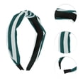 thumbnail image 3 of Unique Bargains 1 Pc Grace Stripe Pattern Wide Cross Knot Headbands for Women White Dark Green, 3 of 6