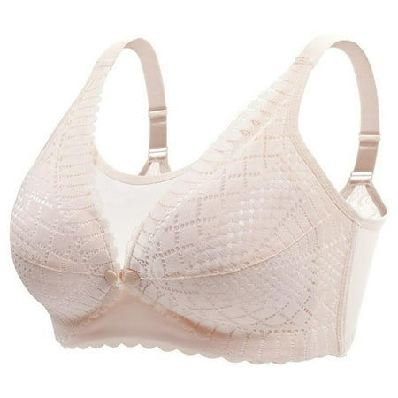 REORIAFEE Underwear for Women No Wire Gathered Together Bras Seamless Adjustable Straps Brassiere Breathable Spaghetti Straps Comfy Corset Underwear Classic Comfortable Support Lingerie Beige XXXL