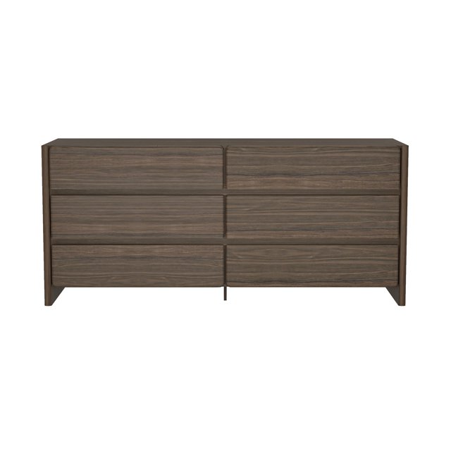 Linda Commode Moderne Double Grand de 72 Pouces en Noyer Brun (6 Tiroirs)