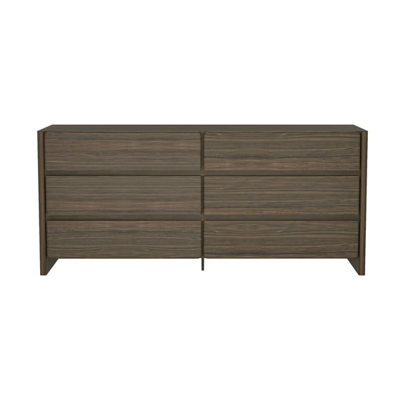 Linda Modern 72" Double Wide Dresser in Walnut Brown (6-Drawer)