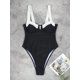 thumbnail image 4 of LAPRBY - Traje de baño de una pieza para mujer, con control de barriga, sin mangas, cuello en V, color blanco y negro, para mujer, 4 of 4
