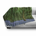 thumbnail image 2 of Woodland Soft Flannel Fleece Throw Blanket, Spring Sunshine in a Bluebell Wood Summer Dream Holiday Getaway Destination, Cozy Plush for Indoor and Outdoor Use, 50" x 60", Green Lavender, by Ambesonne, 2 of 5