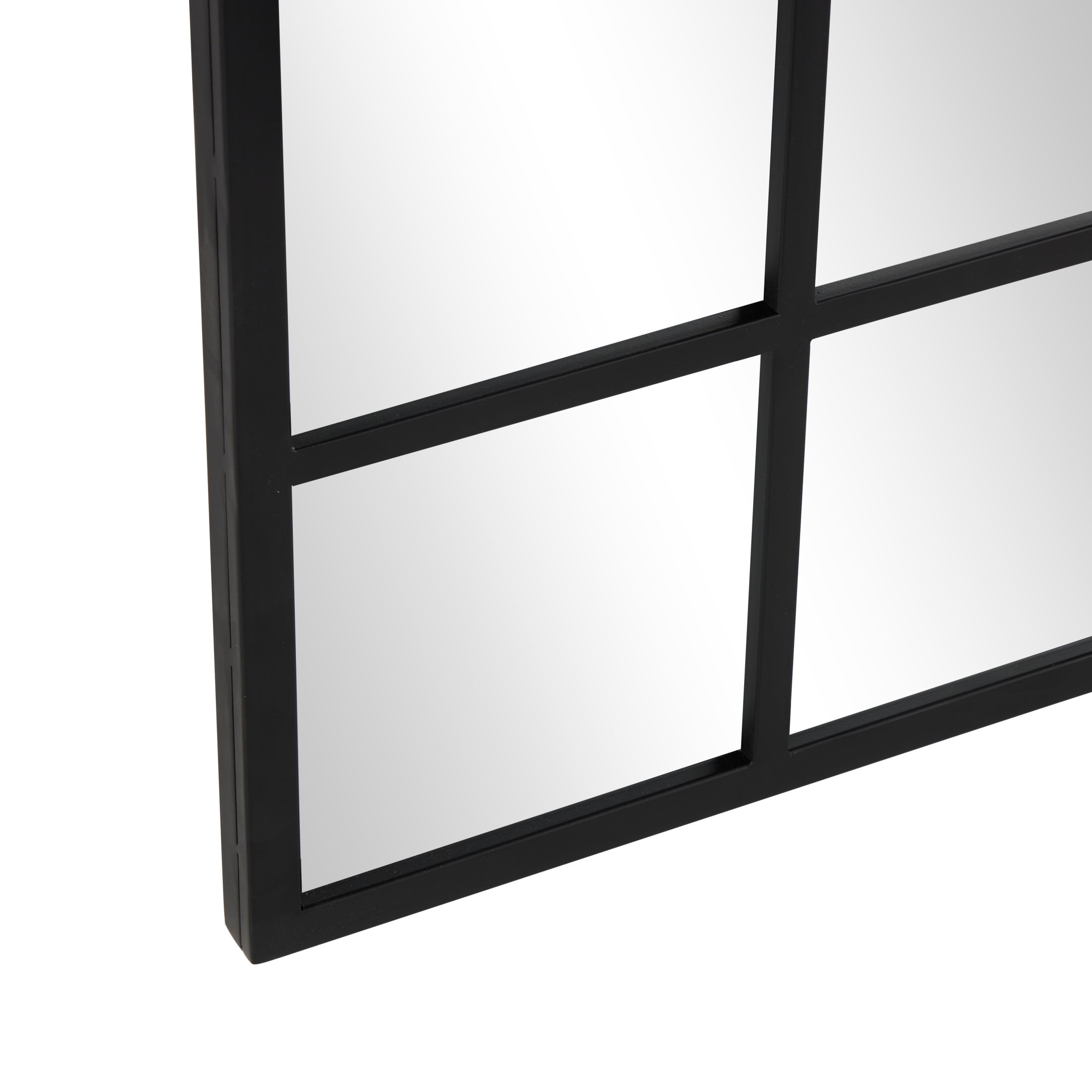 DecMode 40" x 79" Black Metal Window Pane Inspired Floor Mirror