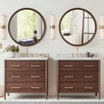 thumbnail image 3 of WallBeyond 28 inch Wood Frame Round Mirror, Decorative Circle Wall Mirror for Bathroom Vanity, Walnut, 3 of 8