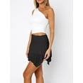 thumbnail image 4 of Women Low Rise Lace Y2k Pleated Ruffle Short Skirt Flowy Asymmetrical Underskirt Fairy Half Slip Skirts Black L, 4 of 6
