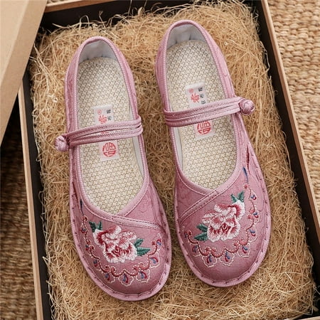 

2023 New Old Beijing Cloth Shoes Embroidered Shoes Women‘s Single Shoes Shallow Mouth Soft Bottom Round Head Comfortable Moms Shoes