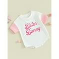 thumbnail image 3 of Bslissey Baby Girls Easter Cute Romper Short Sleeve Letter Print Bodysuit Newborn Infant Crew Neck Playsuit for Casual Daily 3M 6M 9M 12M 18M, 3 of 9