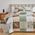 thumbnail image 3 of Juego de colcha Flysheep Patchwork Full/Queen Size, 3 piezas, color verde, 3 of 7