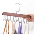 thumbnail image 5 of Belt Organizer Multi Hook 360 Degrees Rotating Top 8 Hooks Multi-purpose Hanging Sling Vest Storage Rack Home Supplies-Brown, 5 of 7