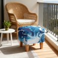 thumbnail image 4 of SCRAWLGOD Blue White Marble Print Stretch Ottoman Cover Slipcovers Square for Living Room Foot Stool Stretch Covers to Fit Ottoman Foot Rest, with Elastic Band, 4 of 7