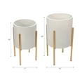 thumbnail image 3 of Decorative Flower Pots with Metal Stand for Home Decor - Modern Planters for Hallway, Entryway, and Living Room Decor - Indoor and Outdoor Pots for Plants Styling - Set of 2, 23", 19", White & Gold, 3 of 9