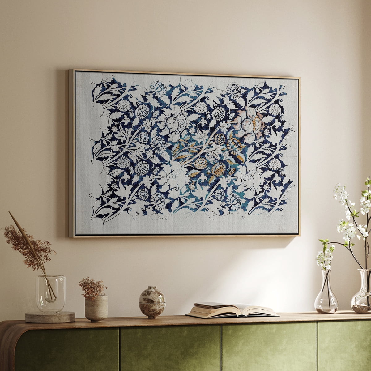Vintage Abstract Print-XXVII Framed in Natural Wood Wood Gallery Wrapped Canvas 17 in. x 25 in.