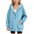 thumbnail image 2 of Luhomi Oversized Sweatshirt for Girls Button up Long Sleeve Pullover Hoodie Kids Fall Winter Fashion Clothes(Light Blue,9-10 Years), 2 of 7