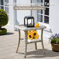 thumbnail image 2 of Ovios Outdoor Coffee Table Wicker Patio Furniture Set Rattan Side Tea Tables with Glass Top for Backyard, 2 of 3