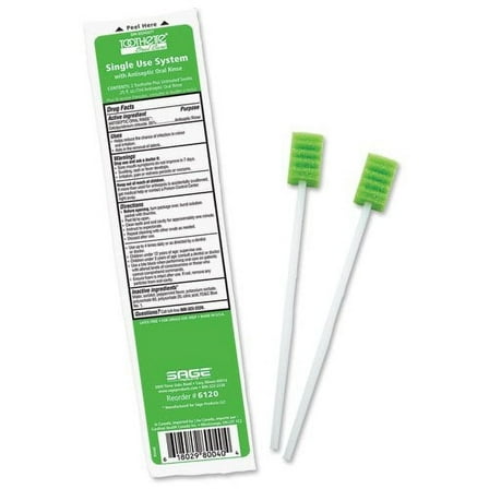 Toothette Plus Oral Swabstick Foam Tip Cetylpyridinium Chloride .05% Oral Swabs 2 Pack