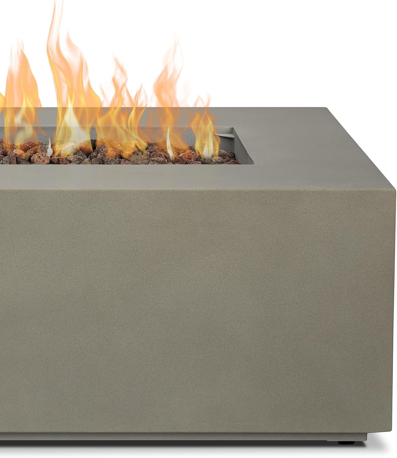 Real Flame Aegean 42" Rectangle Steel Propane or Natural Gas Fire Pit Table in Mist Gray