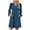 Blue, variant on Linen Dress,Dresses for Women,Fashion V Neck Ribbed Dress with Brushed Lining and Pockets A Line White