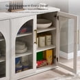 thumbnail image 4 of Glass Arched Door Sideboard Buffet Cabinet, Accent Cabinet with Adjustable Shelf, Wood Modular Credenza Storage Cabinet for Dining Room, Living Room, Entryway, White, 4 of 8