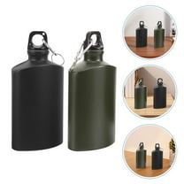 FRCOLOR Portable Aluminum Alloy Water Bottle with Hook Lightweight Flat Canteen 500ml