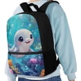 thumbnail image 4 of Uorisanigo Blue Baby Whale School Bag for Girls 6-12 Year Kids Backpack Multifunctional Large Capacity Travel Backpacks Sports Casual Daypack with Zipped Front Pocket, 4 of 6