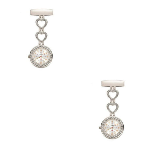 relayinert 2pieces Waterproof Lapel Hanging Doctor Nurse Watch Accurate Timing Functional Students Pocket Watch White 2Set