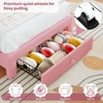 thumbnail image 2 of Rainbow Headboard LED Twin Bed Frame for Kids – Upholstered, Storage Drawer, Soft Lamb Wool, Sturdy Wood Slats, No Box Spring Needed, Princess Platform – Pink, 2 of 7