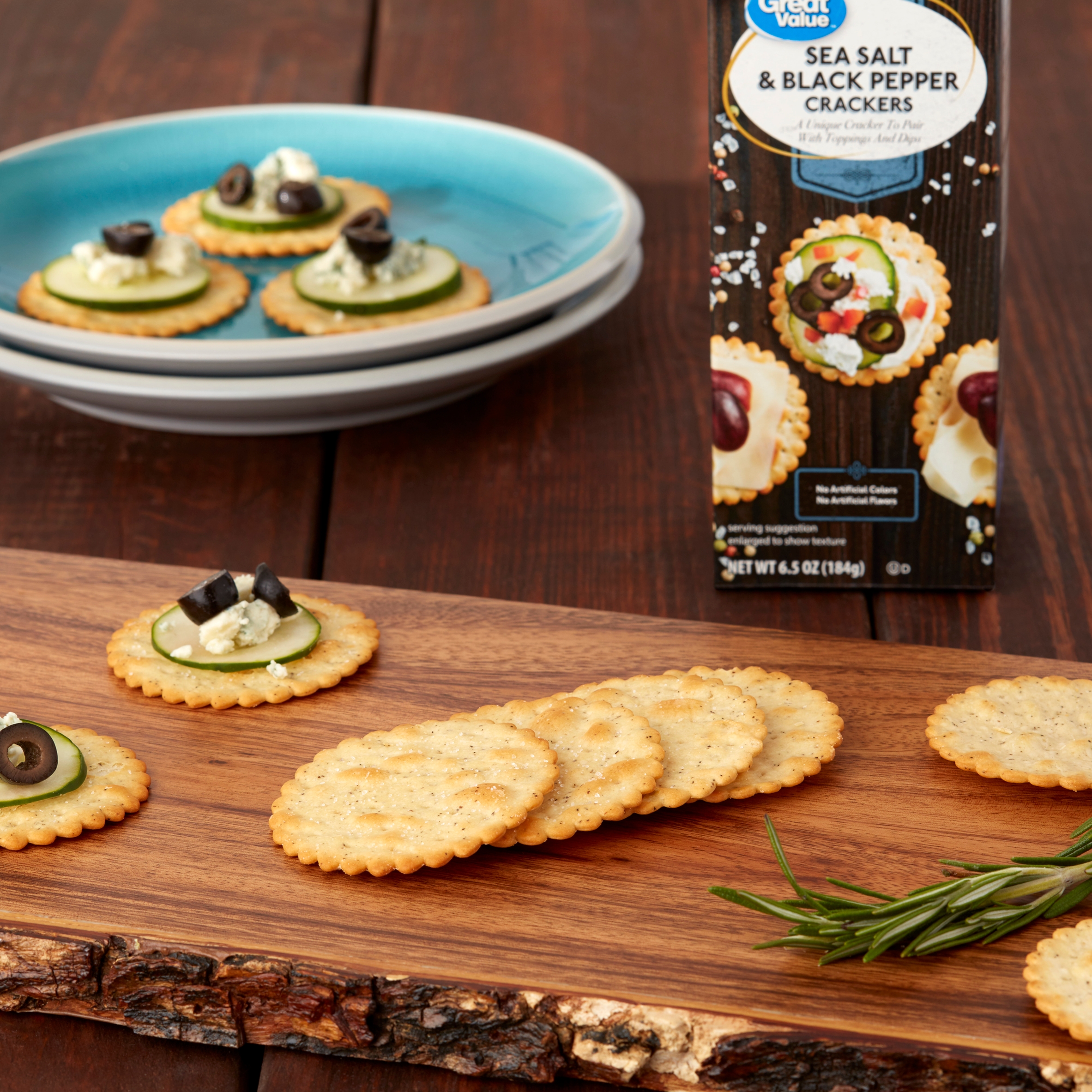 Great Value Sea Salt & Black Pepper Crackers, 6.5 Oz.