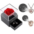 thumbnail image 1 of Caja de regalo de rosa real preservada Rosa real encantada con collar Te Amo Regalo en 100 idiomas, flor de rosa eterna hecha a mano Regalo de rosa real preservada F, 1 of 5